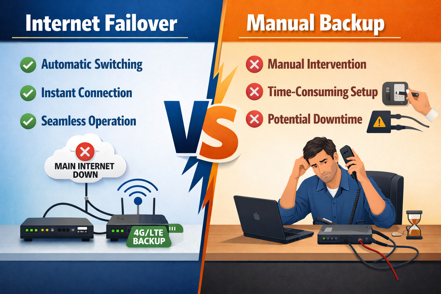 Automatic Internet Failover vs Manual Backup: What Enterprises Should Choose